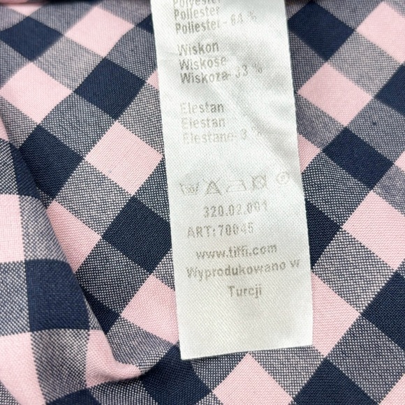 TIFFI Women’s Pink Blue Gingham Check Fit & Flare Short Sleeve Dress Size Small - Picture 9 of 9